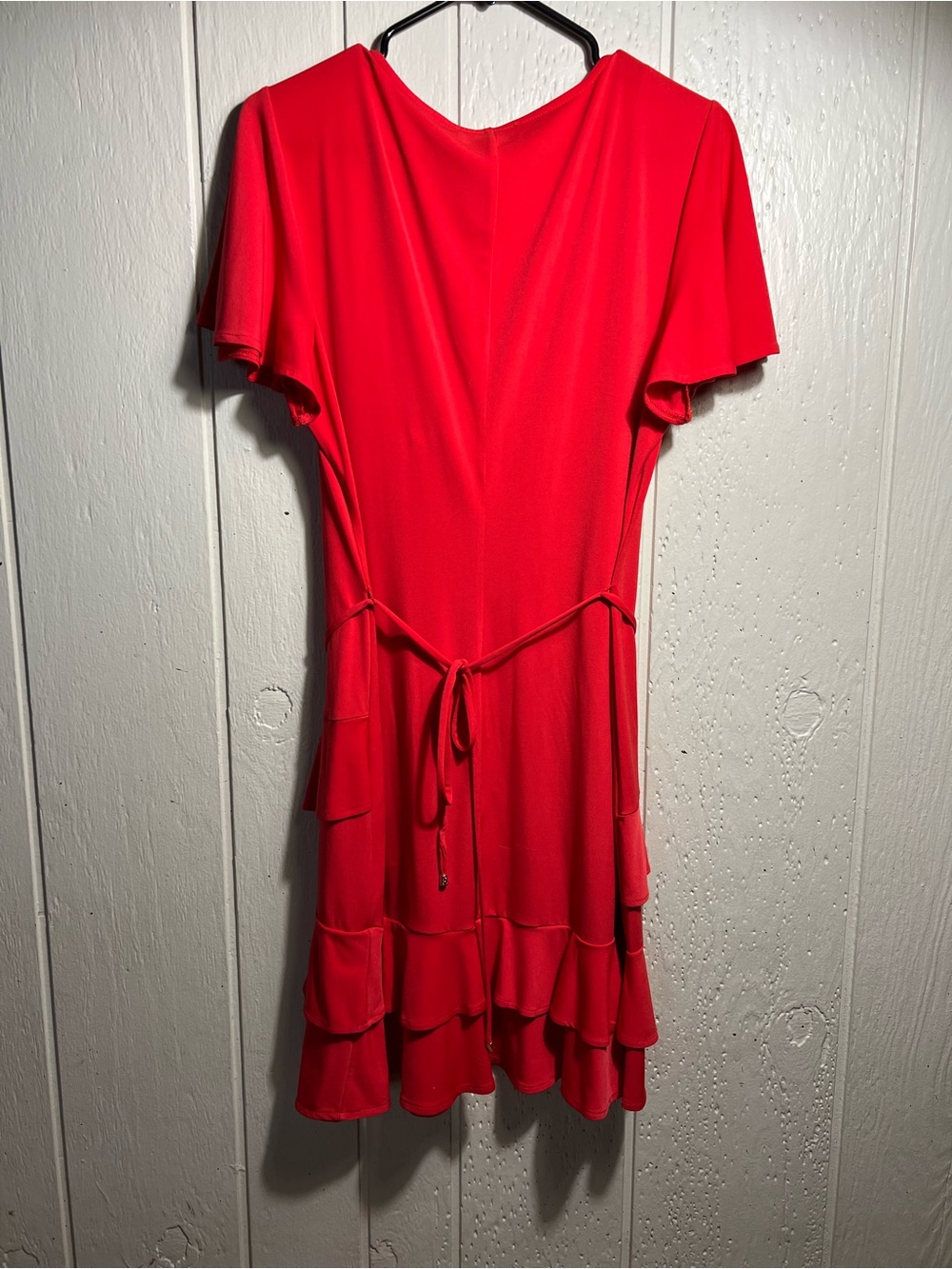Ivanka Trump Red V-Neck Ruffle Tier Mini Dress - Picture 2 of 6